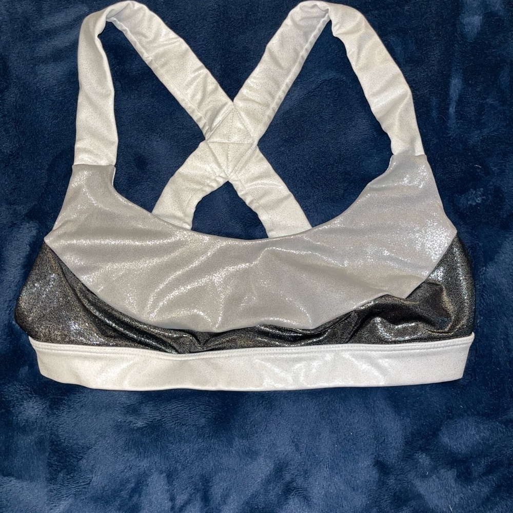 JoyLab Shimmer Sports Bra - Black and Silver